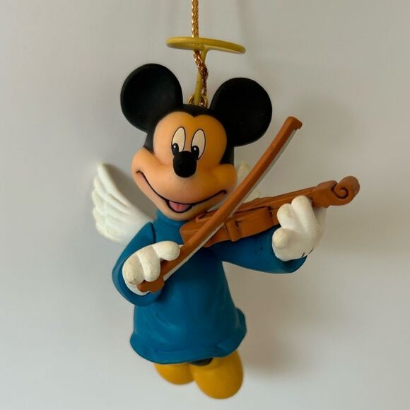 Vintage 1990 Grolier Disney's Mickey Mouse Angel Violin Christmas Tree Ornament - Picture 3 of 3